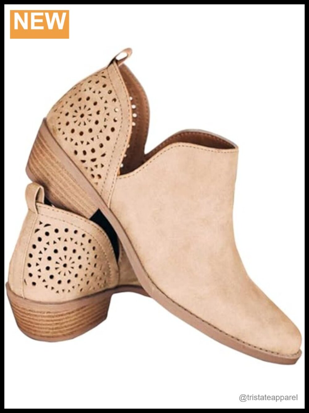 Women's Cutout Ankle Booties, Slip On Chunky Block Heel Vegan Faux Leather Boots